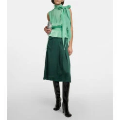 Victoria Beckham Tabard Tie-neck Crepon Top