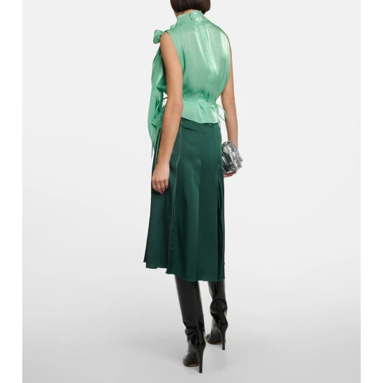 Victoria Beckham Tabard Tie-neck Crepon Top - Image 2