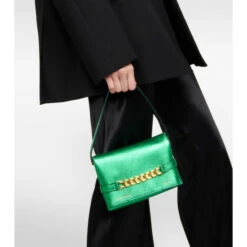 Victoria Beckham Chain Mini Metallic Leather Clutch