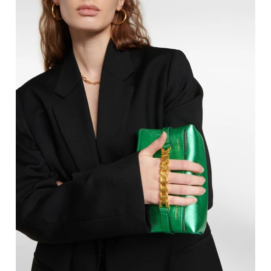 Victoria Beckham Chain Mini Metallic Leather Clutch 5 Victoria Beckham Chain Mini Metallic Leather Clutch - Image 5
