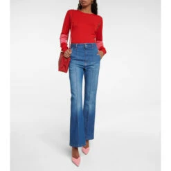 Victoria Beckham Cut-out Wool-blend Bodysuit