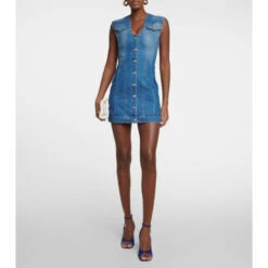 Victoria Beckham V-neck Denim Minidress