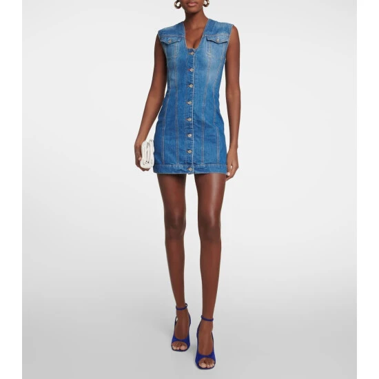 Victoria Beckham V-neck Denim Minidress 1 Victoria Beckham V-neck Denim Minidress