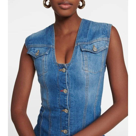 Victoria Beckham V-neck Denim Minidress 3 Victoria Beckham V-neck Denim Minidress - Image 3