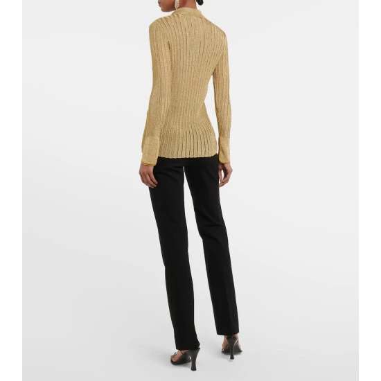 Victoria Beckham Metallic Ribbed-knit Top 2 Victoria Beckham Metallic Ribbed-knit Top - Image 2