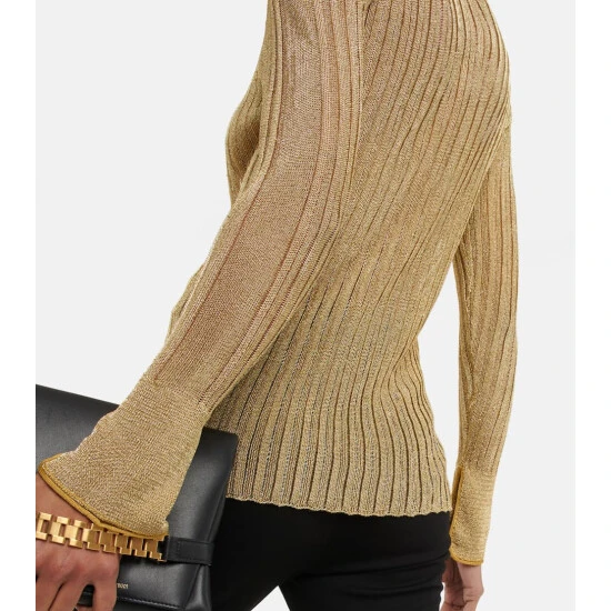 Victoria Beckham Metallic Ribbed-knit Top 4 Victoria Beckham Metallic Ribbed-knit Top - Image 4
