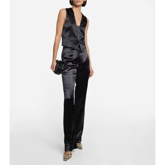 Victoria Beckham High-rise Straight-leg Satin Pants 1 Victoria Beckham High-rise Straight-leg Satin Pants