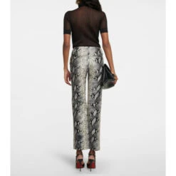 Alternative view of Victoria Beckham Snake-print Straight Leather Pants