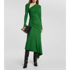 Victoria Beckham Asymmetric Cutout Jersey Midi Dress