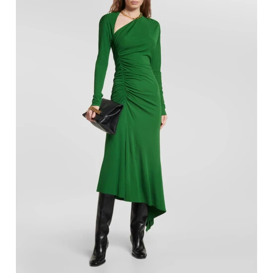 Victoria Beckham Asymmetric Cutout Jersey Midi Dress 1 Victoria Beckham Asymmetric Cutout Jersey Midi Dress