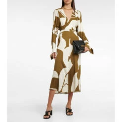 Victoria Beckham Printed Wrap Midi Dress
