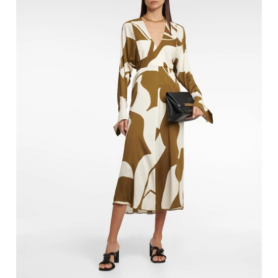 Victoria Beckham Printed Wrap Midi Dress 1 Victoria Beckham Printed Wrap Midi Dress