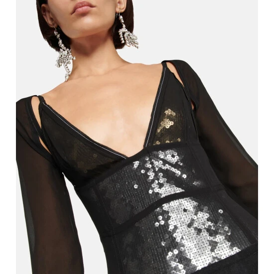 Victoria Beckham Sequined Wool-paneled Midi Dress 3 Victoria Beckham Sequined Wool-paneled Midi Dress - Image 3