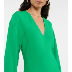 Victoria Beckham V-neck Crêpe Midi Dress -Victoria Beckham shop unnamed file 619