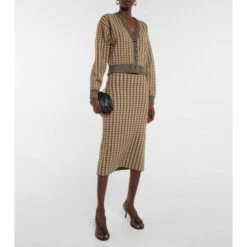 Victoria Beckham Jacquard Wool Midi Skirt