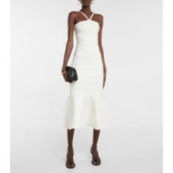 Victoria Beckham Openwork Knit Midi Dress