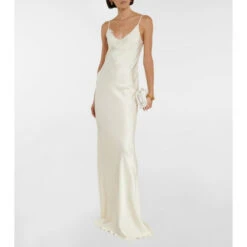 Victoria Beckham Bridal Lace-embroidered Satin Maxi Dress