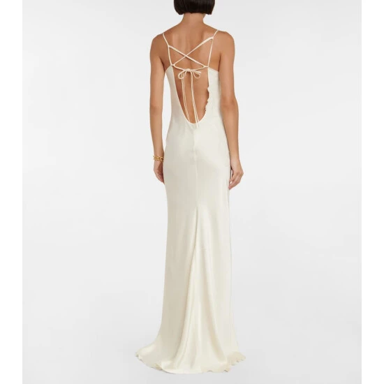 Victoria Beckham Bridal Lace-embroidered Satin Maxi Dress 2 Victoria Beckham Bridal Lace-embroidered Satin Maxi Dress - Image 2