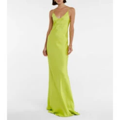 Victoria Beckham Lace-trimmed Satin Slip Maxi Dress