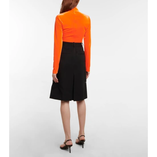 Victoria Beckham Leather-trimmed Denim Skirt 2 Victoria Beckham Leather-trimmed Denim Skirt - Image 2