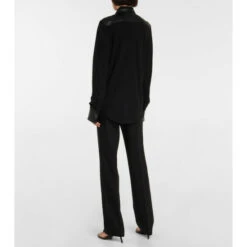 Alternative view of Victoria Beckham Leather-trimmed Jersey Blouse